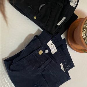 Frame Denim Le Skinny Jeans bundle- Black and Navy distressed de Jeanne Size 25
